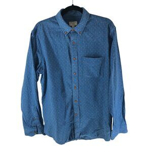 Club Monaco Mens Button Down Shirt Slim Fit Cotton Pocket Geometric Blue XL